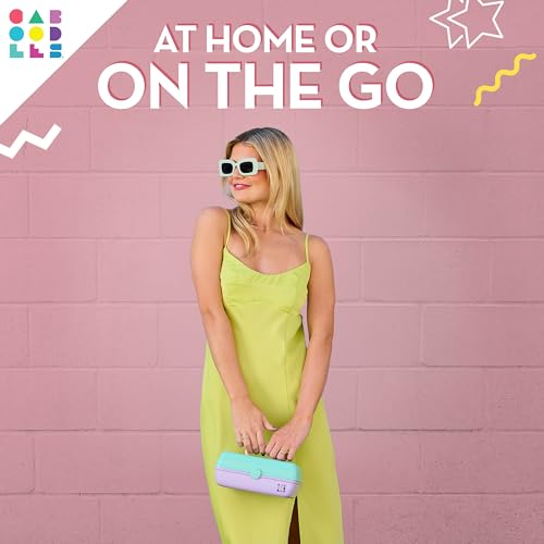 Caboodles Pretty in Petite Makeup Box, Two-Tone Pink on Lavender, Hard Plastic Organizer Box, 2 Swivel Trays, Fashion Mirror, Se