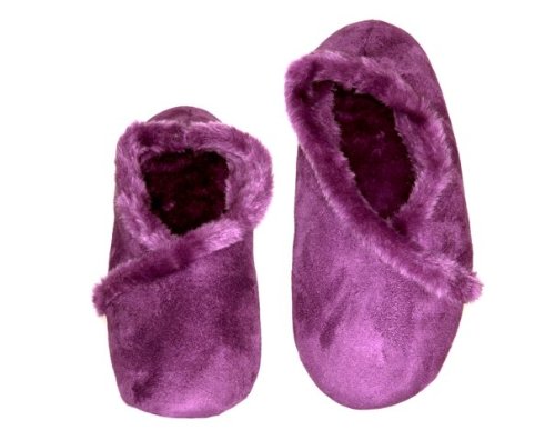 Medium 7-8 Womens Synthetic Fur Lined Suede Slippers in Purple