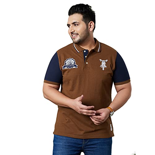 Bigbanana Plus Size MenS Regular Fit Colorblock Polo Tshirt (Throttle,Brown,4Xl)