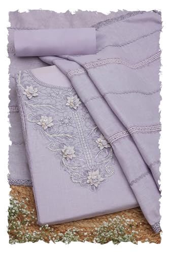 Soch Women Linen Solid Unstitched Dress Material with Corsage
