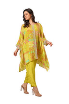 Soch Womens Light Green Viscose Crepe Floral Print Kaftan Suit With Gotta Patti