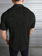 Greciilooks Black Textured Casual Shirt For Men