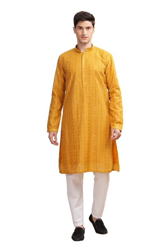 Be Active MenS Traditional Embroidered Lucknowi Design Full Sleeves Kurta || Cotton Kurta For Men || Men Kurta For Wedding || K