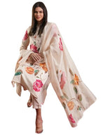ANNI DESIGNER Womens Rayon Blend Straight Printed Kurta with Pant & Dupatta (MERLINO Cream_XL_Cream_X-Large)
