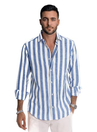 Be Active MenS Casual Linen Blend Stripes Regular Fit Shirt || Casual Shirts For Men || Men Casual Shirt || Casual Wear Shirts 