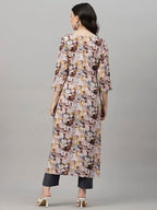 ANNI DESIGNER Womens Cotton Blend Straight Printed Kurta with Pant (SouthZ Wine_L_Wine_Large)