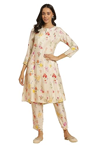 W For Woman Women'S Viscose Floral Regular Kurta (23Auw19833-122363_Ecru