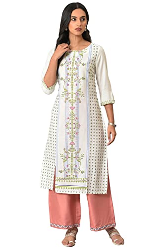 W For Woman Ecru Placement Floral Printed Summer Plus Size Kurta_23Few18430G-119577_5Xl