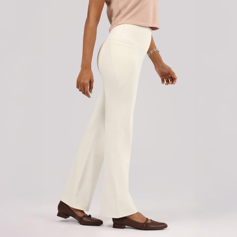 BlissClub Ultimate Flare Pants for Women Above 55 ft Tall | Ribbed Waistband, 4 Pockets | High Waist Trousers and Formal Pants