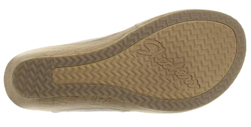 Skechers Cali Women's Beverlee Smitten Kitten Wedge Sandal,Off-White Cork,10 M US