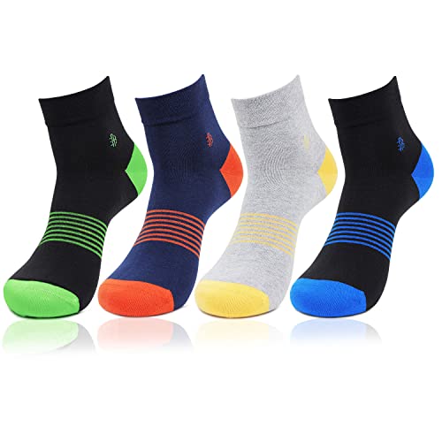 Bonjour Mens Cotton Ankle Length Multicolour 4 Pairs Bold Socks_Bro9052-Po4