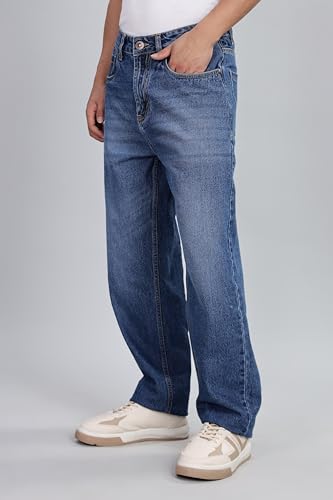 Inkd MenS Cargo Carpenter Baggy Jeans  Mid-Rise | 100% Cotton | Contrast Stitch| 6 Pocket Styling | Baggy Jeans For Man | Cargo