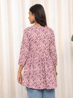 Varanga Women Jaipuri Printed Angrakha Style Tunic  Stylish and Comfortable Wardrobe Addition with Traditional Charm Purple