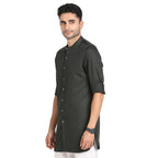 Turtle Men 100% Cotton Dark Green Jacqard Print Slim Fit Ceremonial Kurta