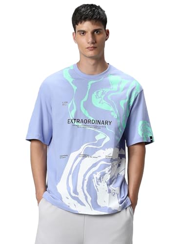 Bewakoof MenS Typography Oversized T-Shirt_582785_Purple_Xl