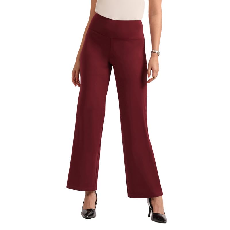 BlissClub Ultimate Wide Lite for Women Above 55 ft Tall | High Waist Trousers and Formal Pants for Office wear | Comfortable fi