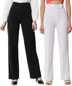 KOTTY Pack of 2 Women Regular Fit Viscose Rayon Trousers