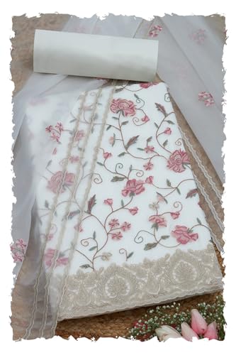 Soch Women Crinkle Chiffon Embroidered Unstitched Dress Material with Zari
