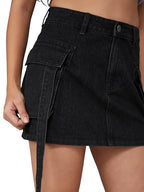 Dolce Crudo WomenS Straight High-Rise Clean-Look Mini Denim Skirt (Doss23Den09-12-365-32, Obsidian Black, 32)