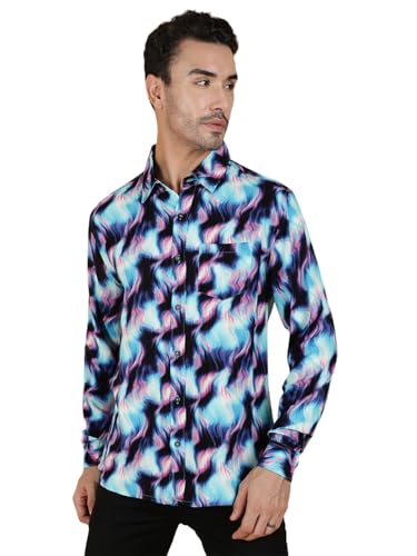 Kotty Mens Printed Rayan Full Sleeves Shirts(Multicolor,S)