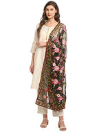 Shasmi WomenS Heavy Net Embroidered Fancy Phulkari Work Dupatta For Women (Only Dupatta) (Black)