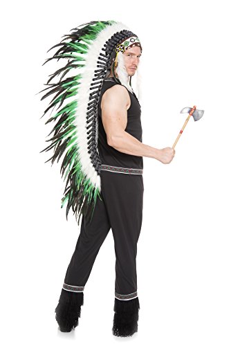 Music Legs 76622-L 4 Piece Fringed Sleeveless Top with Trim & Matching Pants with Arm Band & Toy Tomahawk&#44; Large