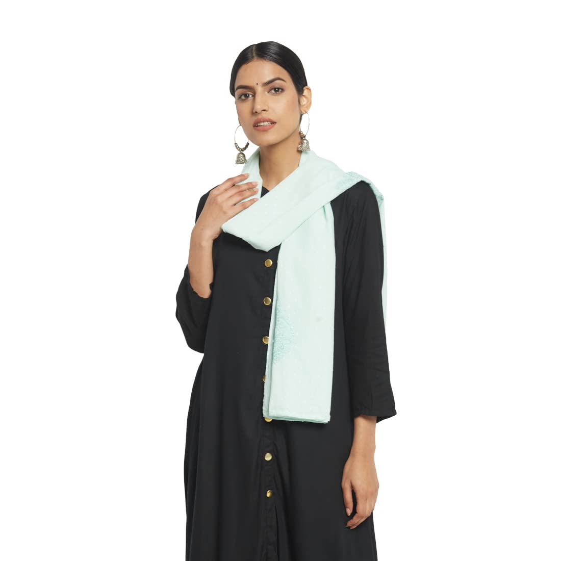 Fabindia Women Chikankari Embroidered Stole Cotton_Freesize