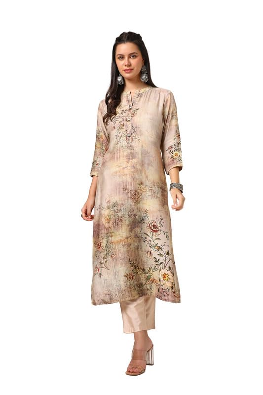 Soch Women Viscose Muslin Floral Print Kurta with Beads