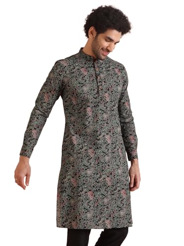 Kisah MenS Black Indian Ethnic Wear Kurta For Wedding & Festivals