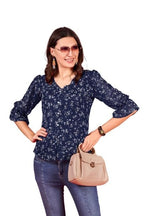 Trillmixa WomenS V-Neck Floral Printed Comfortable Top For Women