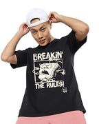 Bewakoof Spongebob Mens Graphic Print Oversized Fit Half Sleeve Round Neck Cotton T-Shirt_659693_Black_3XL