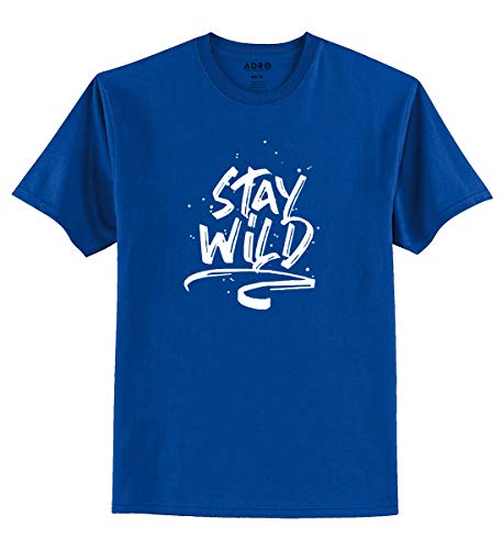 ADRO Stay Wild Design Printed T-Shirt for Men (RNR-S36-SWW-RB_Royal Blue_XL)