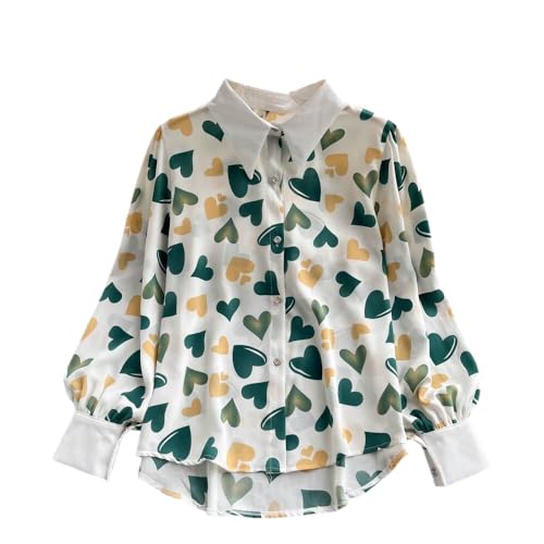 Leriya Fashion Womens Button Down Regular Fit Drop Shoulder Shirts || Casual Long Sleeve for Women Tops Western Dresses Heart P