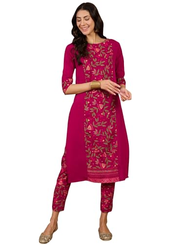 Ziyaa Women'S Maroon Crepe Kurta And Pant Set (Zikucr3499Andpa-Rl5