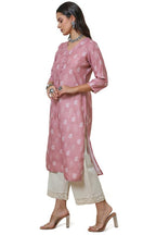 Soch Womens Onion Pink Linen Blend Paisley Print Kurta