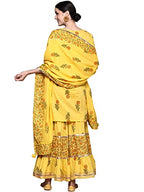 Ishin Silk Blend Women'S Printed Pleated Top, Pant