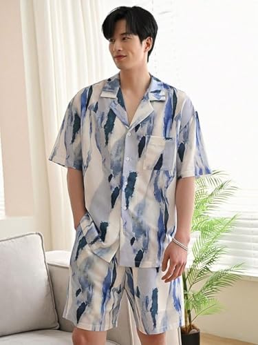 Greciilooks Men Rayon Casual Regular Fit Co-Ord Set (Blue, Xx-Large)
