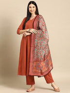 ANNI DESIGNER Womens Cotton Blend Anarkali Solid Regular Fit Kurta with Pant & Dupatta (UTSAV Peach_5XL_Peach_XXXXX-Large)
