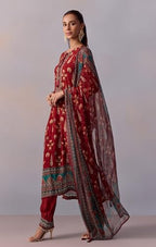ANNI DESIGNER Womens Rayon Viscose Straight Printed Kurta with Pant & Dupatta (Malta RED_XL_Red_X-Large)