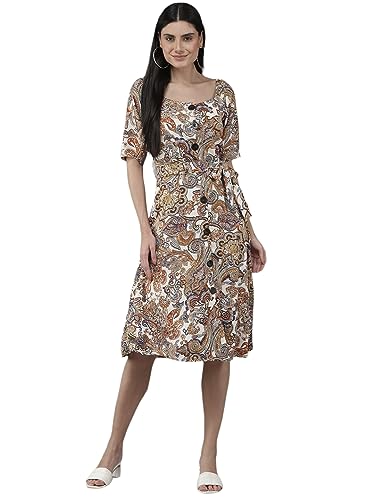 Aarika WomenS Georgette A-Line Knee-Length Dress (Sp-Dr-Aw-526_Multi Multicolour