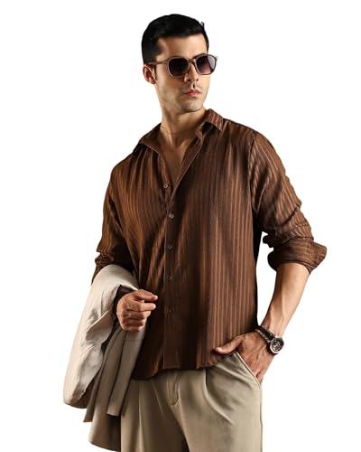 I Enterprise Mens Spread Collar Long Sleeve Multicolor Solid Regular Shirt Slim Fit Office Wear ShirtS For Men | Textured Long 