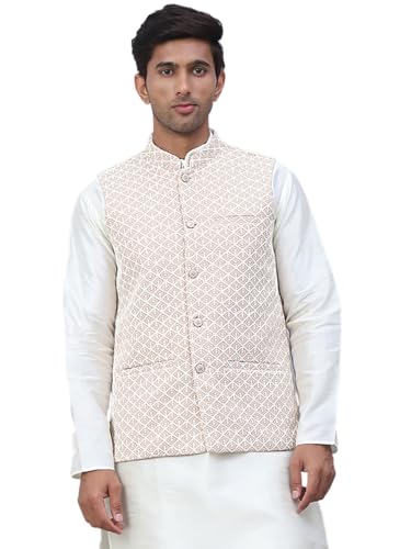 Jompers Mens Embroidered Viscose Rayon Nehru Jacket