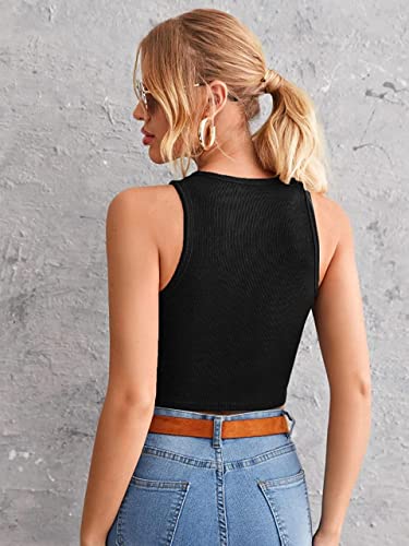 Greciilooks Womens Ribbed Regular Fit Jeans Tops (Black, X-Large)