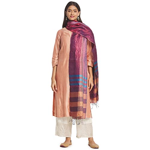 Fabindia Maroon Silk Woven Dupatta (2.5M X 92Cm)