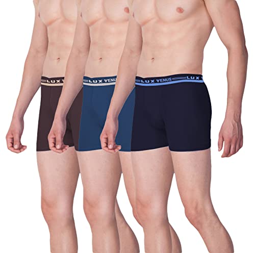 Lux Venus MenS Plain Cotton Boxers (Pack Of 3)(Venus_Icdf_Drw_Ast_90_3Pc_Multi Color) Multicolour