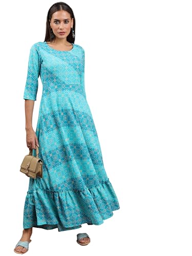 Ketch WomenS Polyester Maxi Dress (Kha1000073_Aqua
