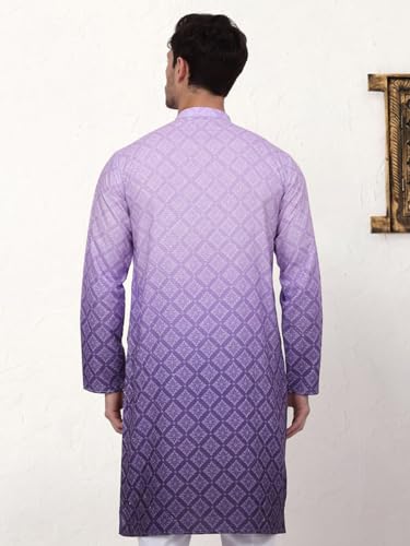 Jompers MenS Purple Ombre Pure Cotton Straight Kurta