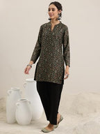 Libas Womens Woven Design Wool Straight Kurta With Palazzos