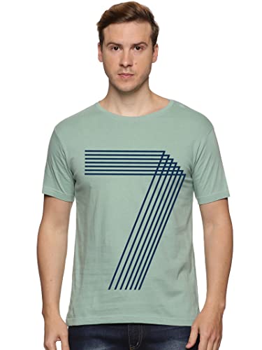 ADRO Men's 7 Number Design Printed T-Shirt (RN23-M-777-PT_Pista_XL)