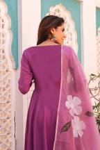 ANNI DESIGNER Womens Rayon Viscose Solid Anarkali Kurta with Pant & Dupatta (Bhanu Pink_XXL_Pink_XX-Large)